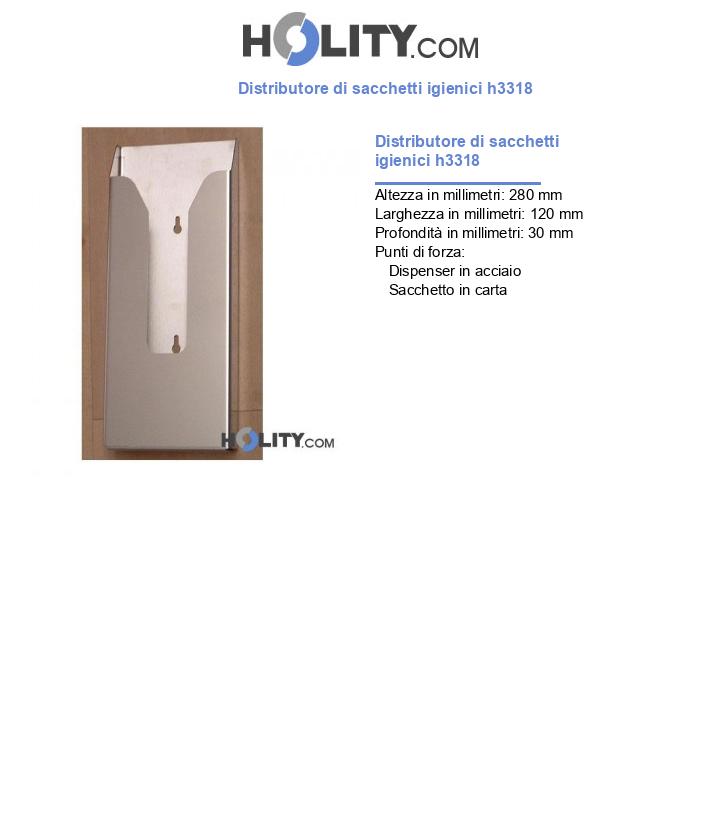 Distributore di sacchetti igienici h3318