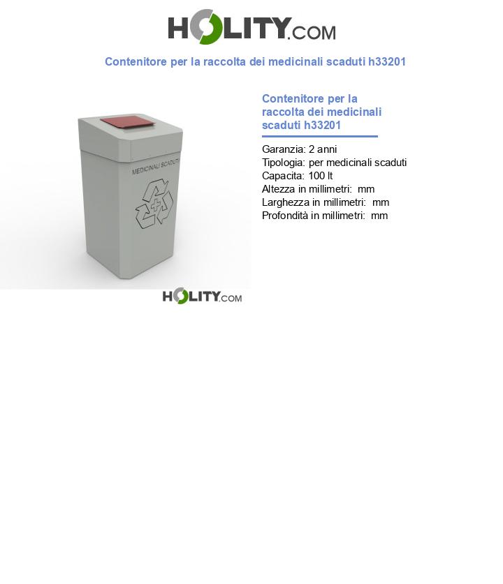 Contenitore per la raccolta dei medicinali scaduti h33201