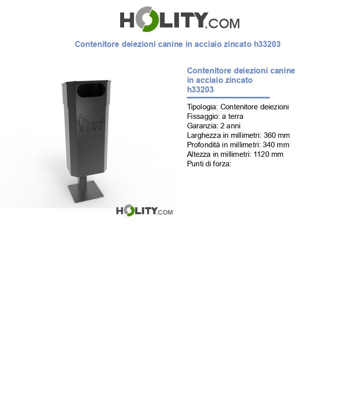 Contenitore deiezioni canine in acciaio zincato h33203