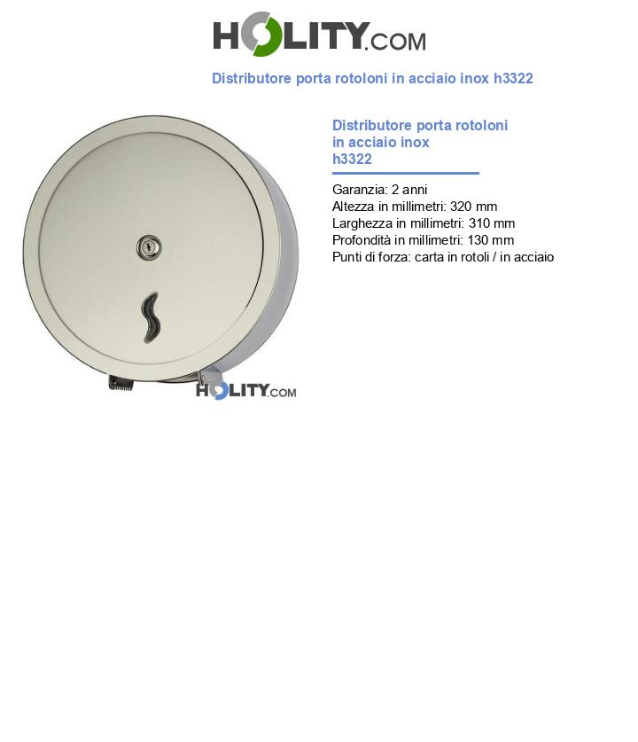 Distributore porta rotoloni in acciaio inox h3322