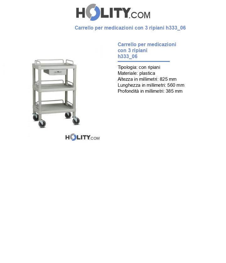 Carrello per medicazioni con 3 ripiani h333_06