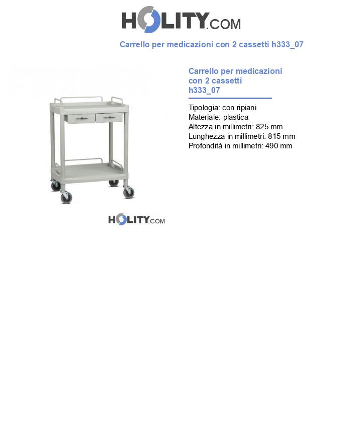 Carrello per medicazioni con 2 cassetti h333_07