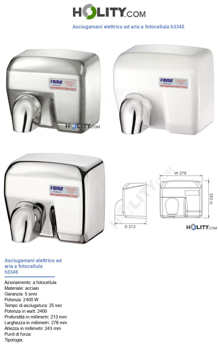 Asciugamani elettrico ad aria a fotocellula h3345