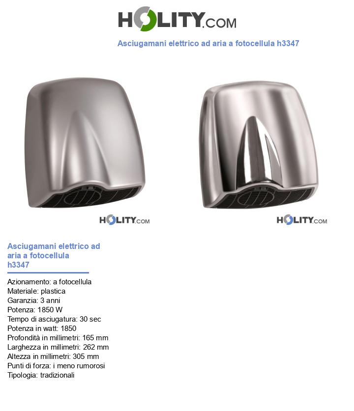 Asciugamani elettrico ad aria a fotocellula h3347