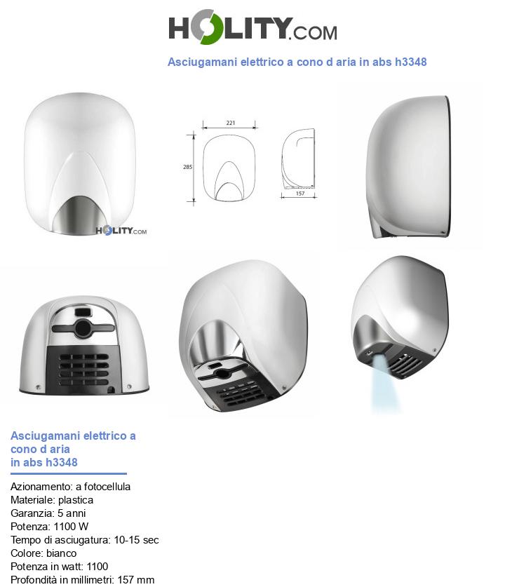 Asciugamani elettrico a cono d aria in abs h3348