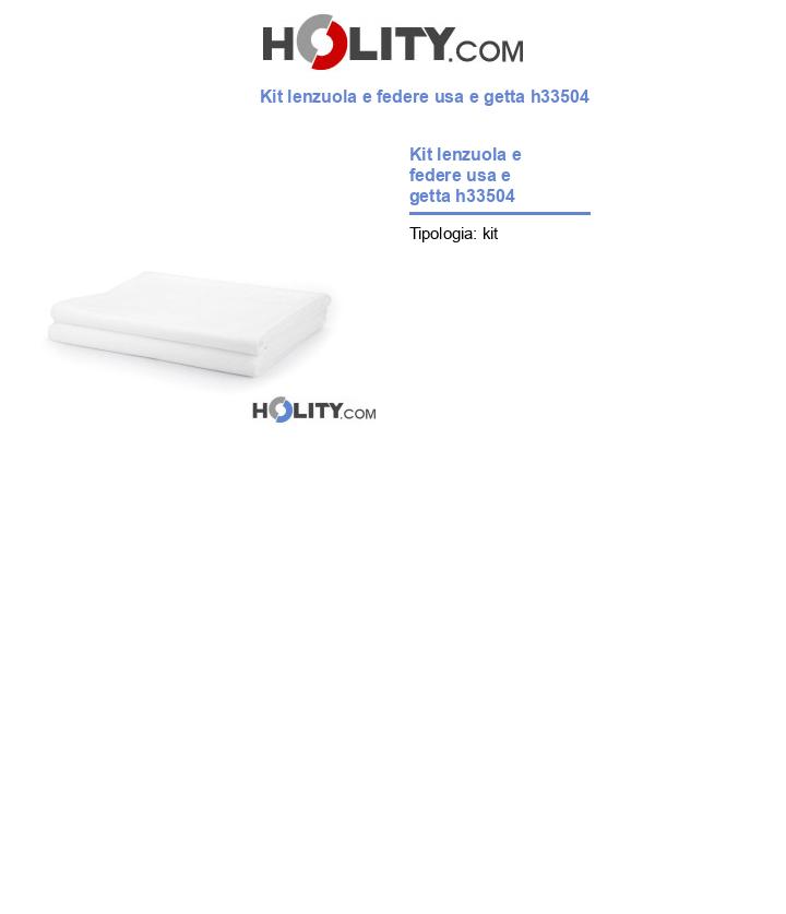 Kit lenzuola e federe usa e getta h33504