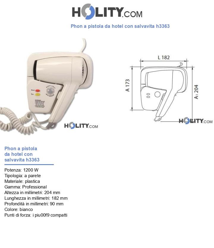 Phon a pistola da hotel con salvavita h3363