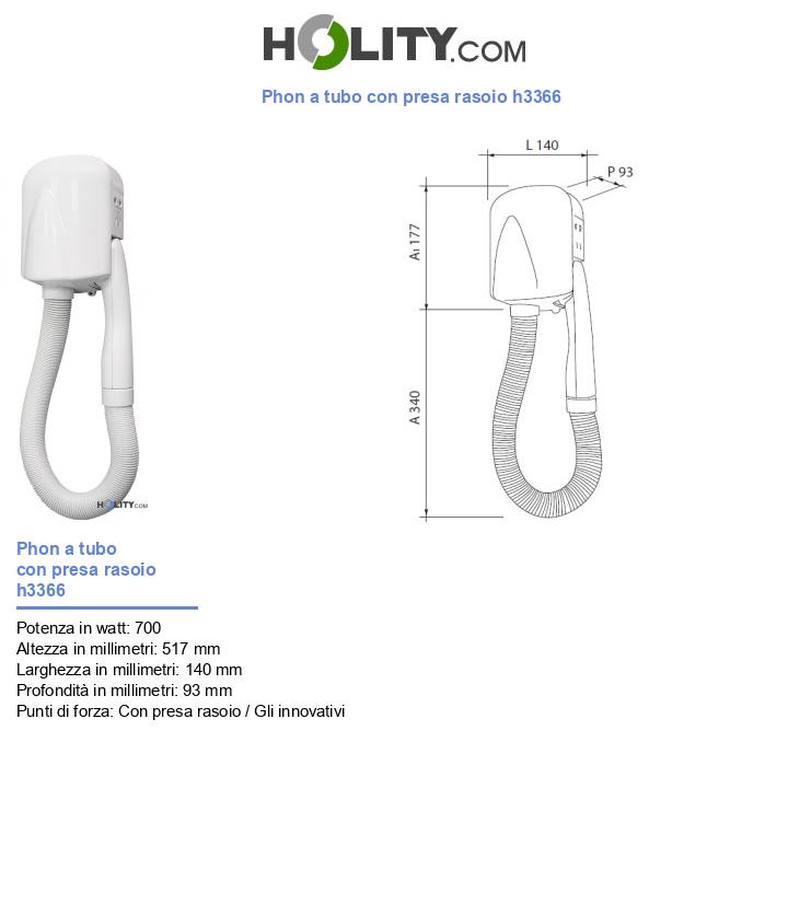 Phon a tubo con presa rasoio h3366