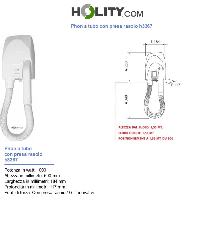 Phon a tubo con presa rasoio h3367