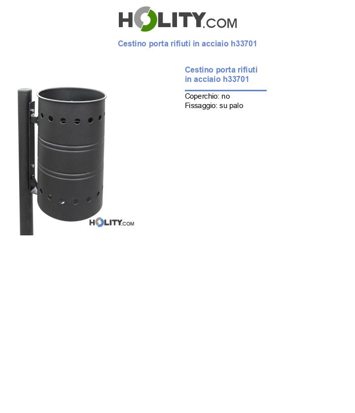 Cestino porta rifiuti in acciaio h33701
