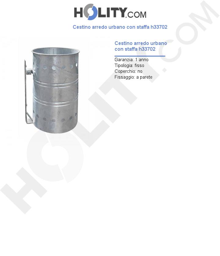 Cestino arredo urbano con staffa h33702