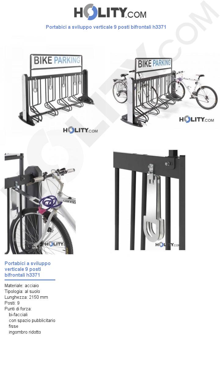Portabici a sviluppo verticale 9 posti bifrontali h33711