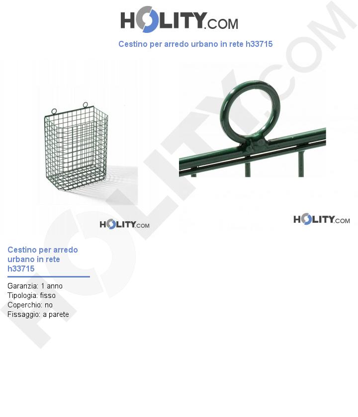 Cestino per arredo urbano in rete h33715