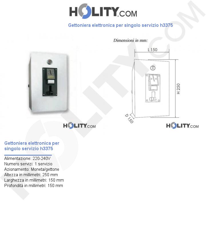 Gettoniera elettronica per singolo servizio h3375