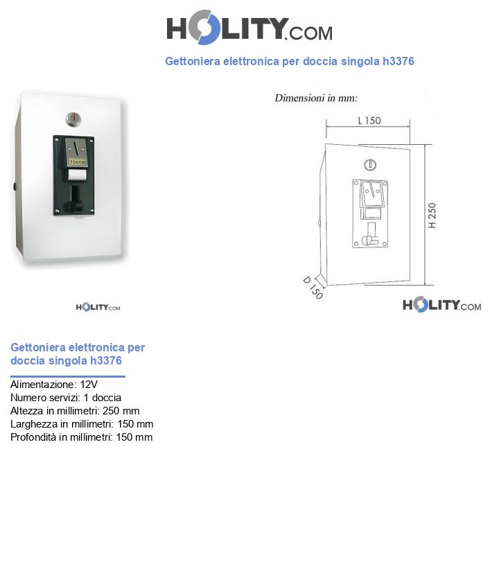 Gettoniera 1 doccia moneta o gettone con elettrovalvola e timer h3376