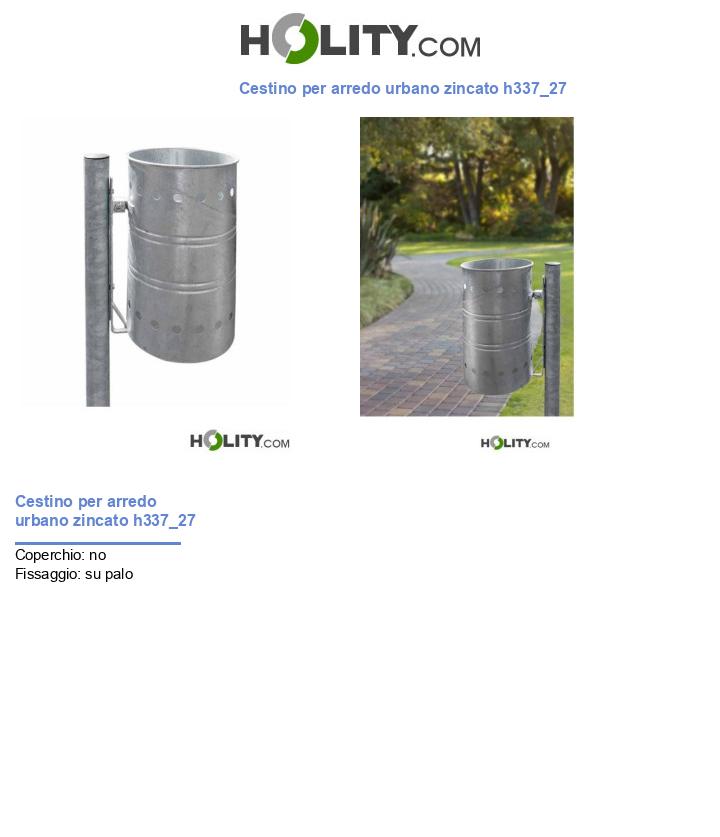 Cestino per arredo urbano zincato h337_27