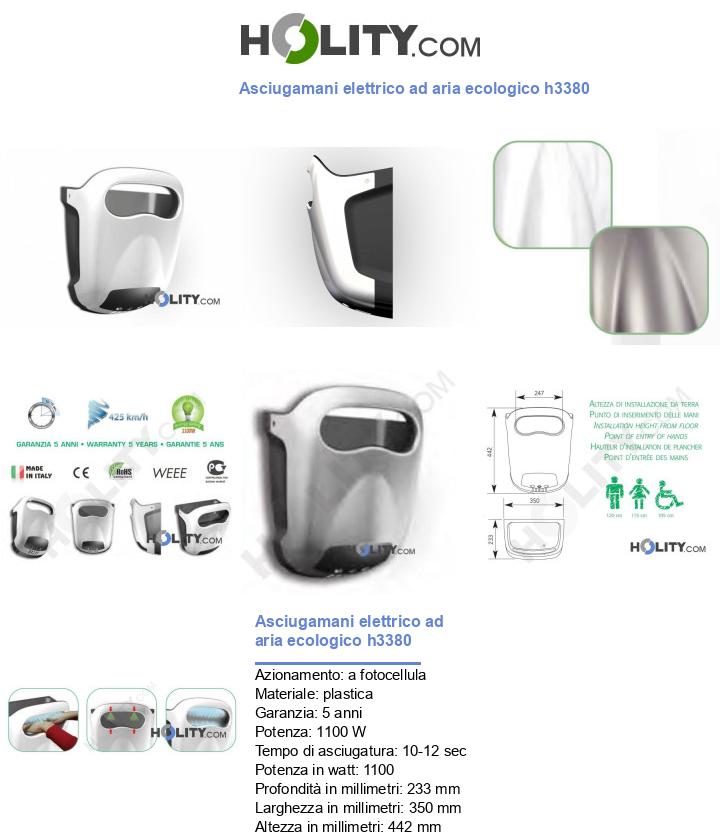 Asciugamani elettrico ad aria ecologico h3380