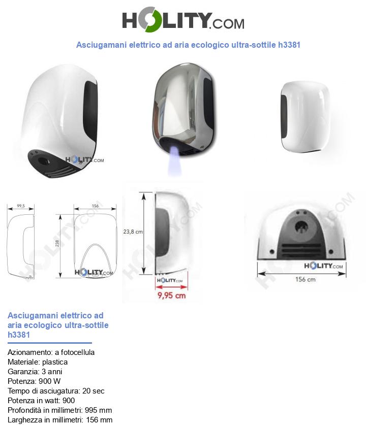 Asciugamani elettrico ad aria ecologico ultra-sottile h3381