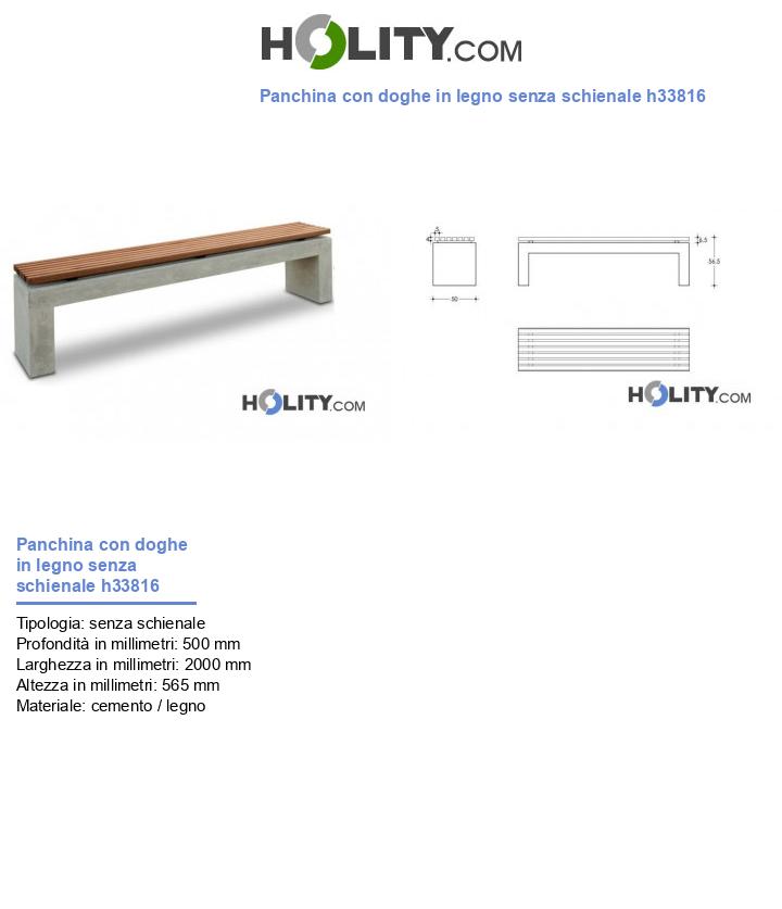 Panchina con doghe in legno senza schienale h33816