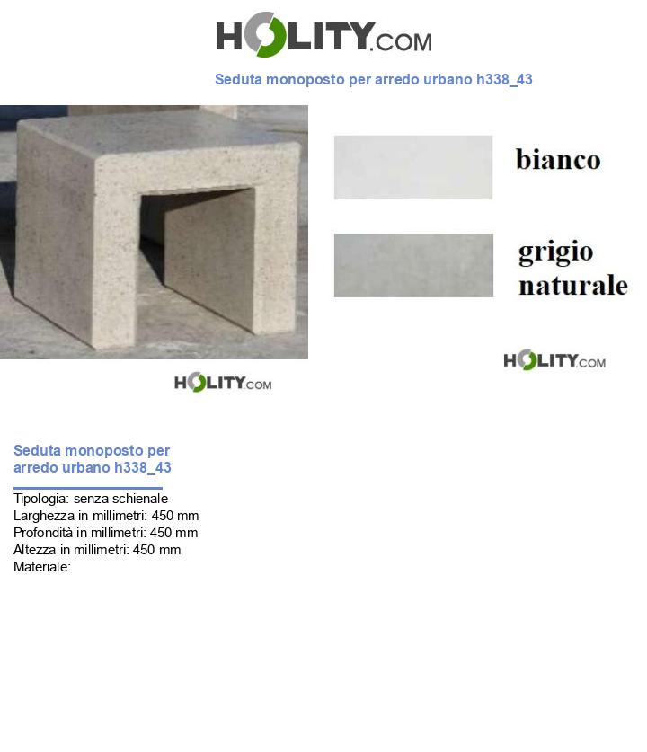 Seduta monoposto per arredo urbano h338_43