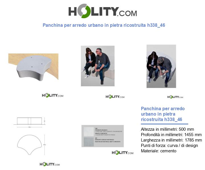 Panchina per arredo urbano in pietra ricostruita h338_46