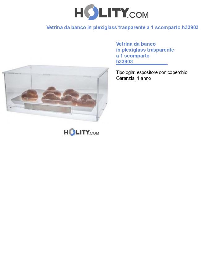 Vetrina da banco in plexiglass trasparente a 1 scomparto h33903