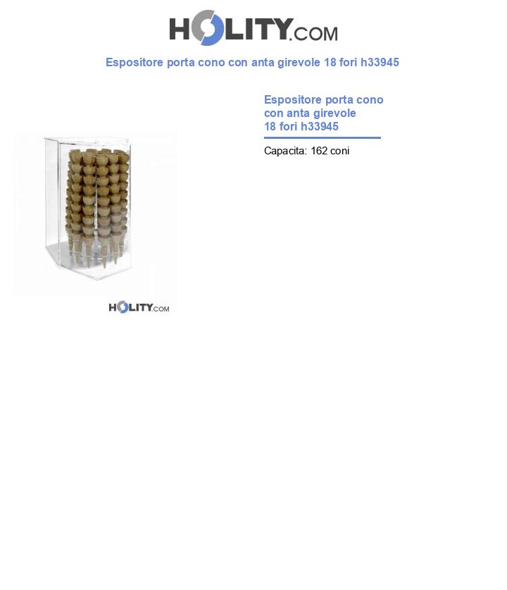 Espositore porta cono da bar in plexiglass h33945