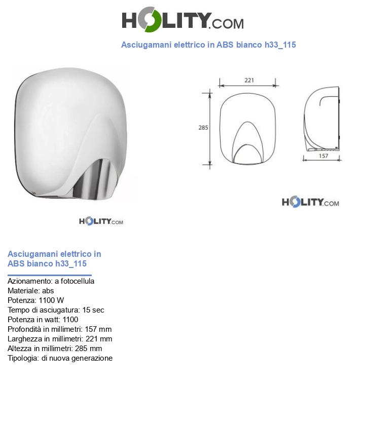 Asciugamani elettrico in ABS bianco h33_115