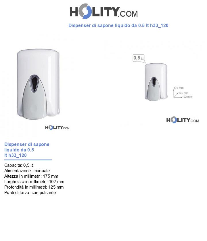 Dispenser di sapone liquido da 0.5 lt h33_120