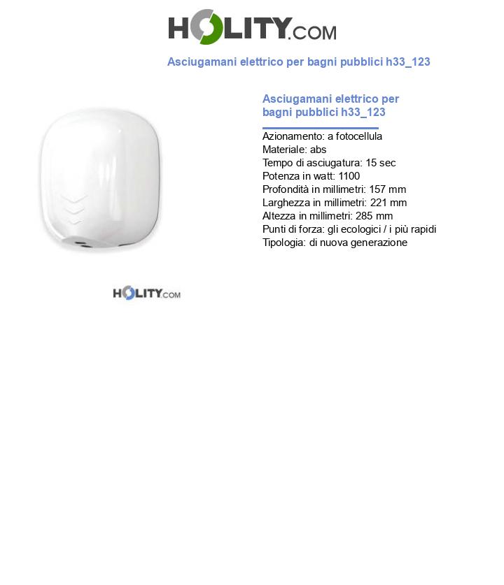 Asciugamani elettrico per bagni pubblici h33_123