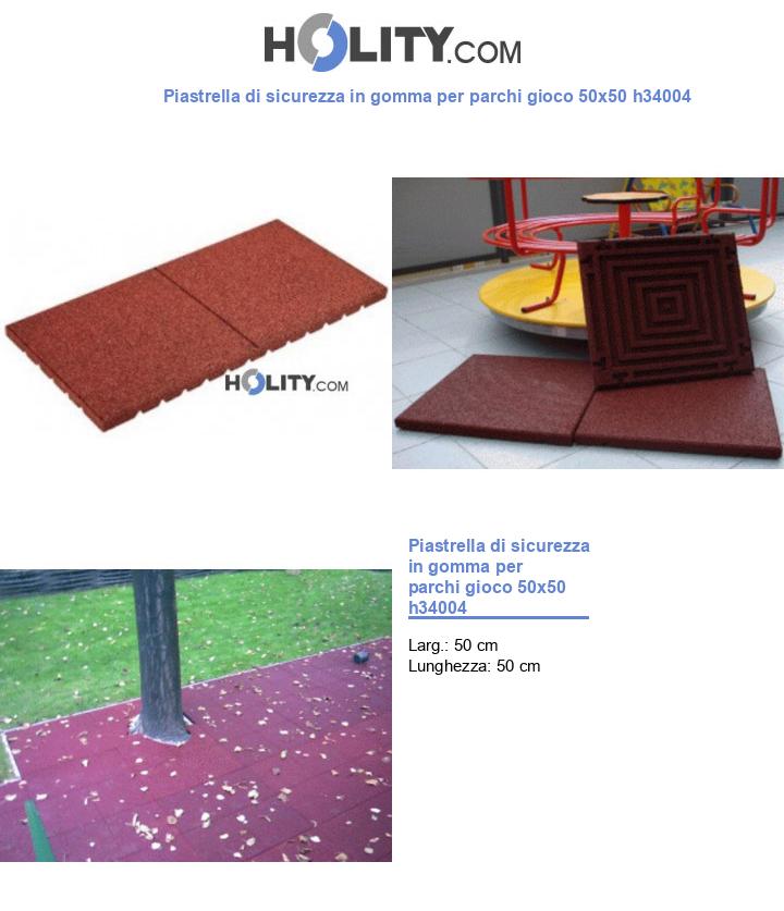 Piastrella di sicurezza in gomma per parchi gioco 50x50 h34004
