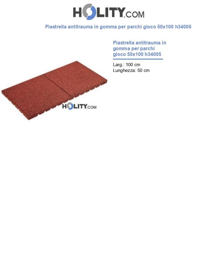 Piastrella antitrauma in gomma per parchi gioco 50x100 h34005