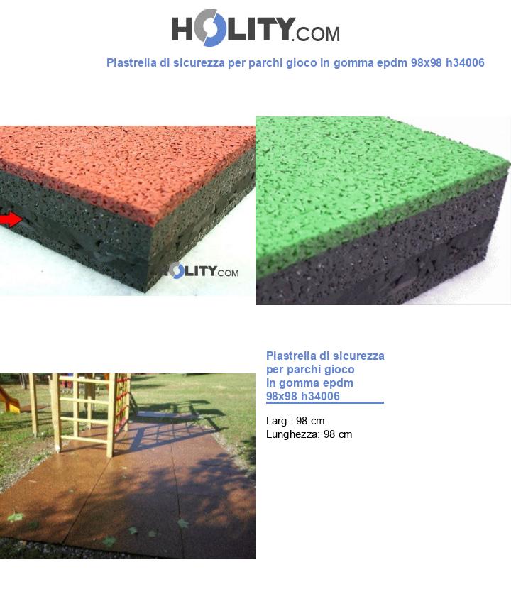Piastrella di sicurezza per parchi gioco in gomma epdm 98x98 h34006