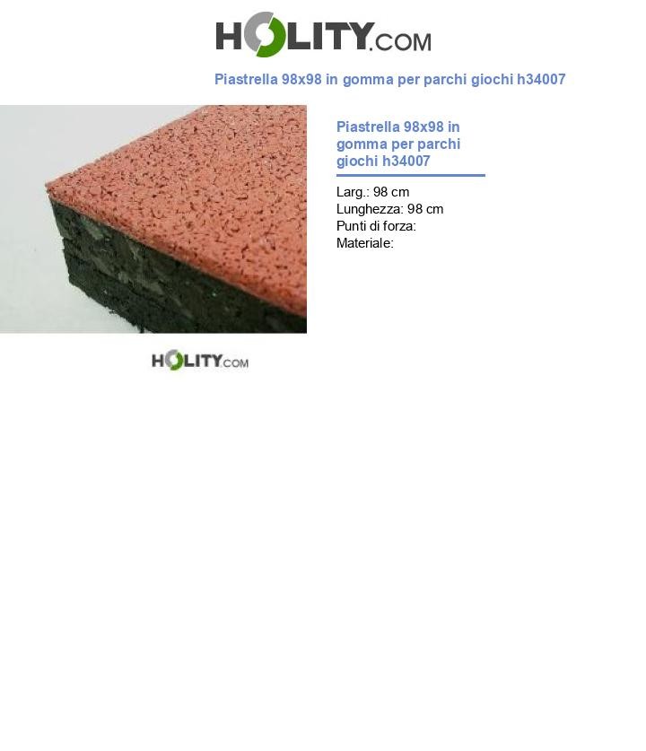 Piastrella 98x98 in gomma per parchi giochi h34007