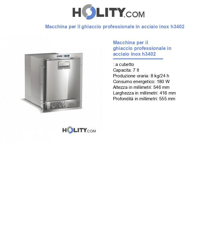 Macchina per il ghiaccio professionale in acciaio inox h3402