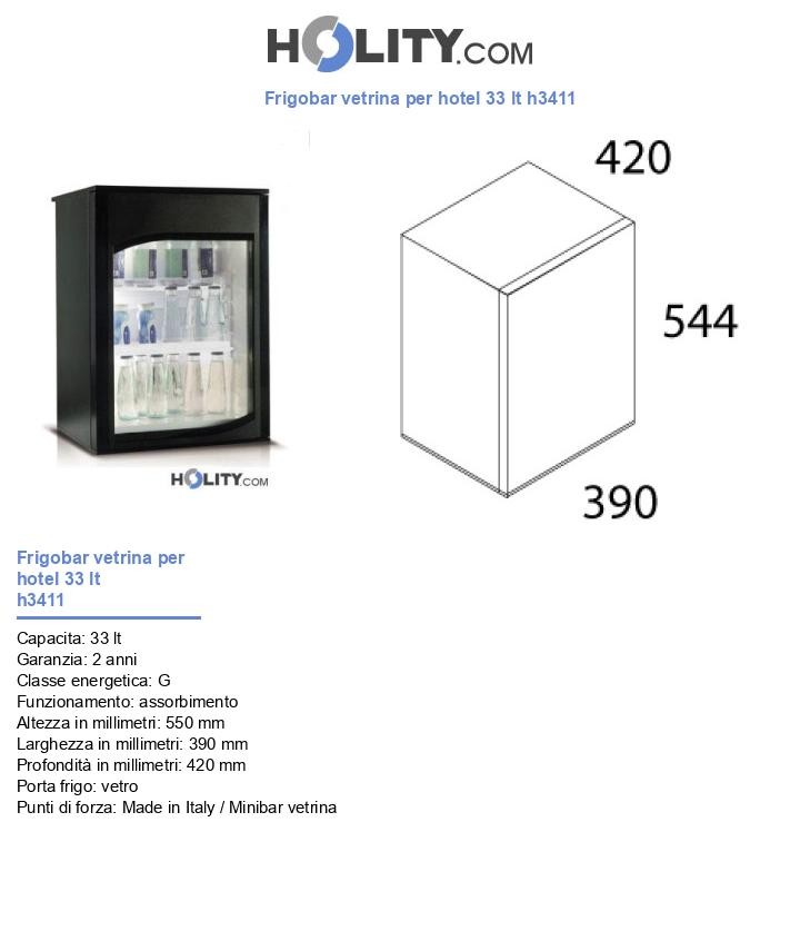 Frigobar vetrina per hotel 33 lt h3411