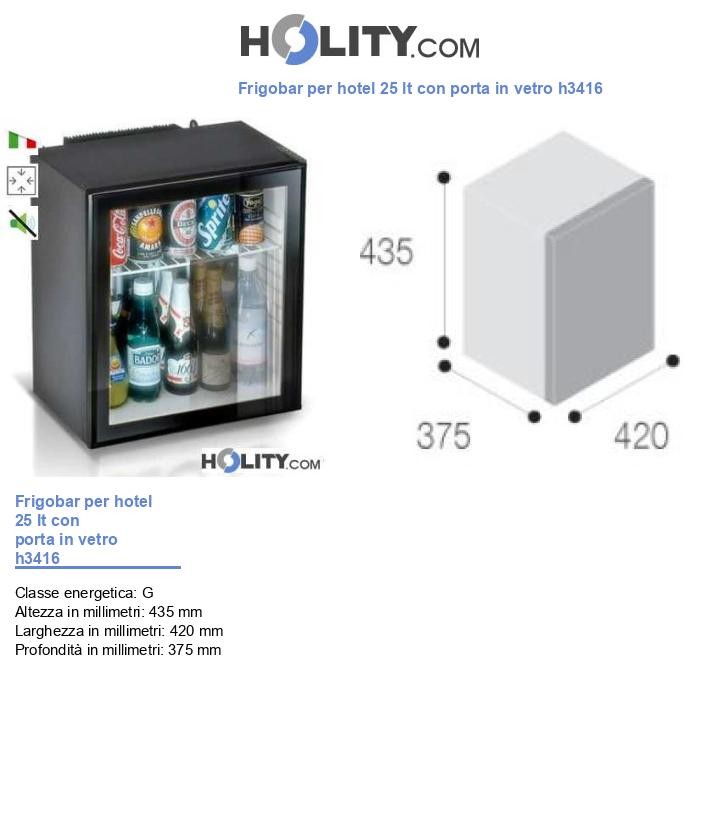 Frigobar per hotel 25 lt con porta in vetro h3416