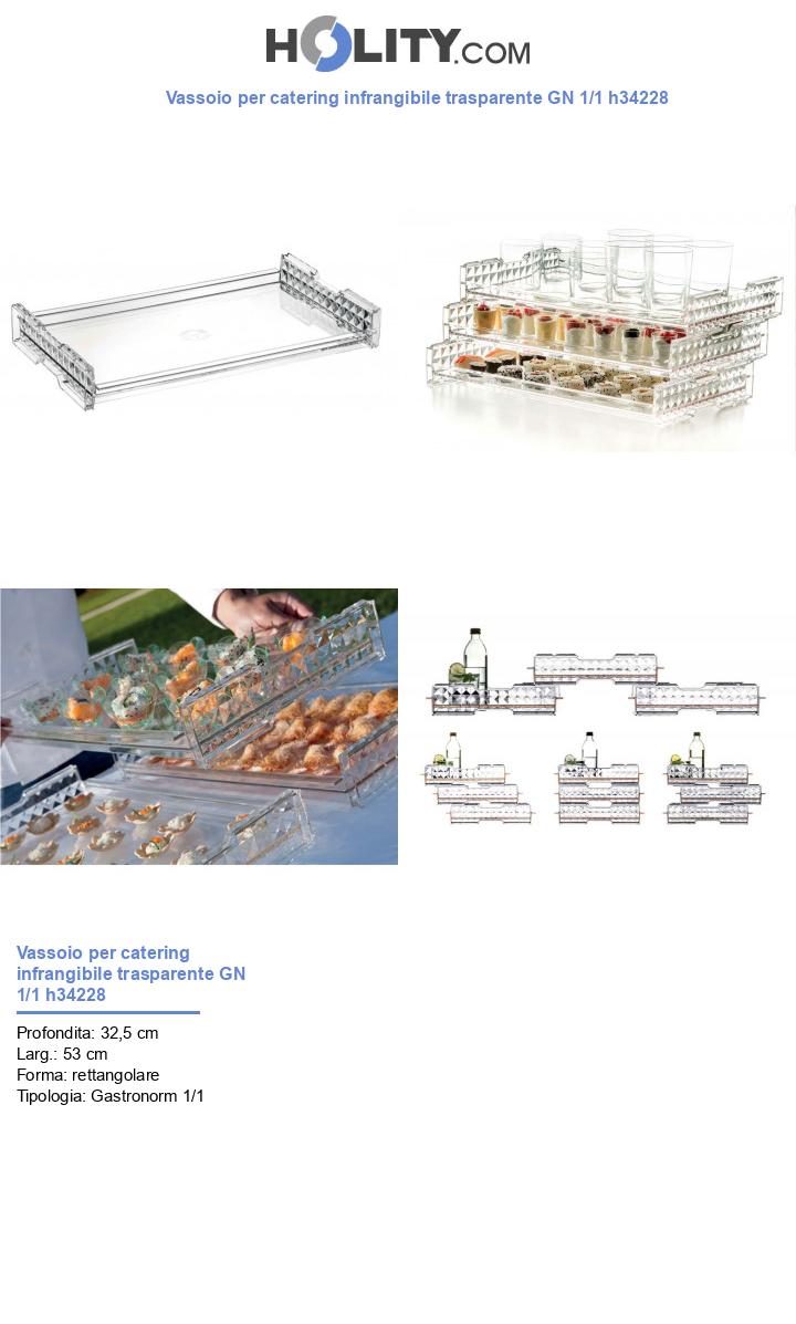Vassoio per catering infrangibile trasparente GN 1/1 h34228