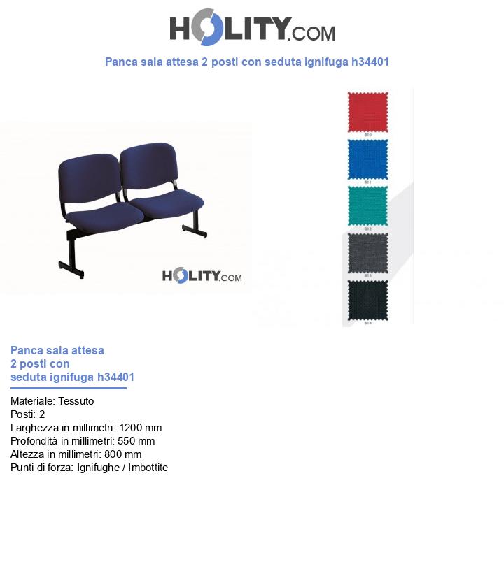 Panca sala attesa 2 posti con seduta ignifuga h34401