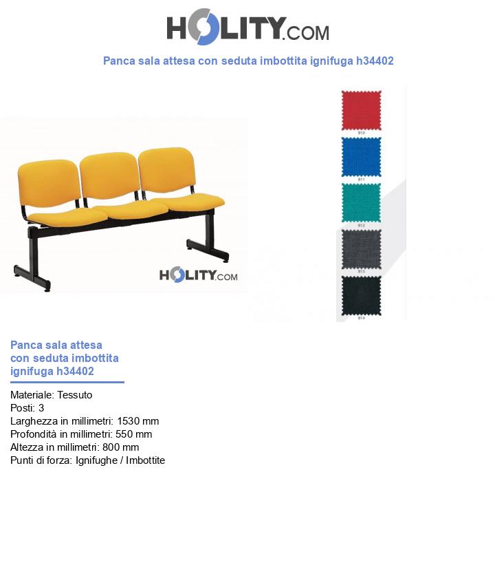 Panca sala attesa con seduta imbottita ignifuga h34402