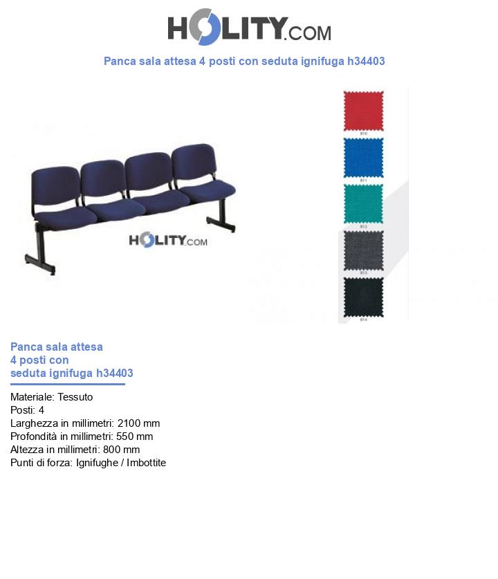 Panca sala attesa 4 posti con seduta ignifuga h34403