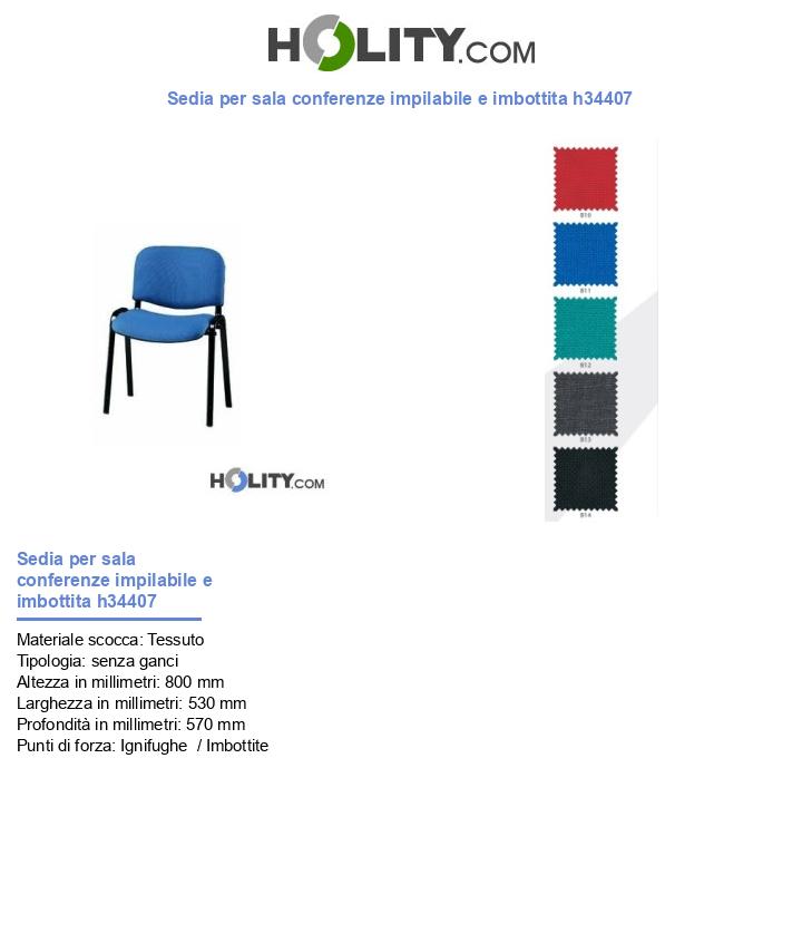 Sedia per sala conferenze impilabile e imbottita h34407