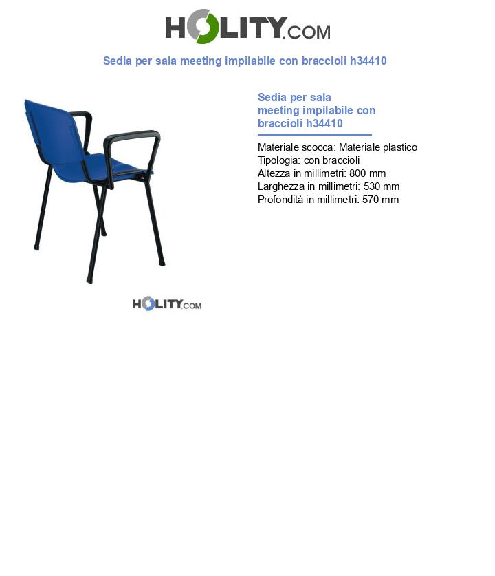 Sedia per sala meeting impilabile con braccioli h34410