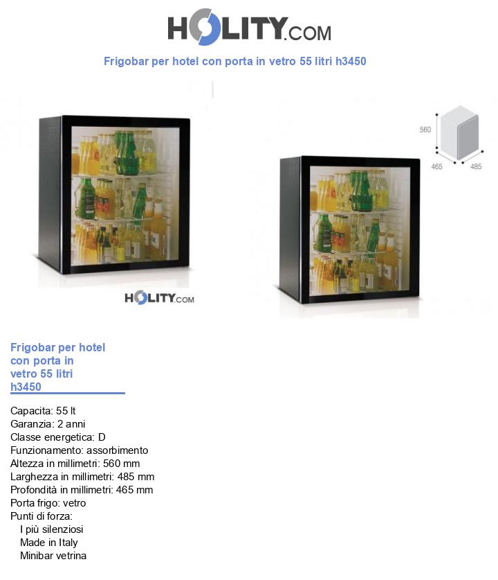 Frigobar per hotel con porta in vetro 55 litri h3450