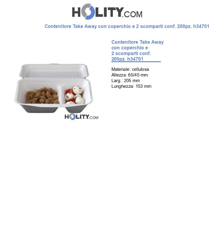 Contenitore Take Away con coperchio e 2 scomparti conf. 200pz. h34701