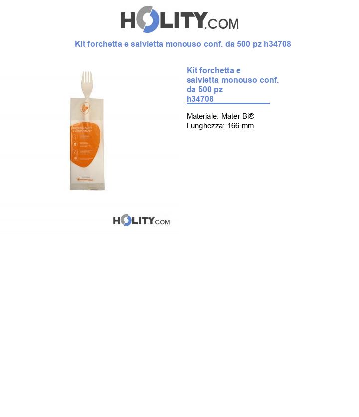 Kit forchetta e salvietta monouso conf. da 500 pz h34708