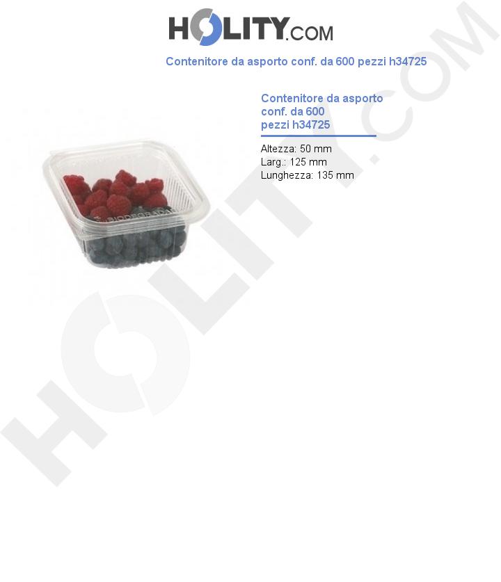 Contenitore da asporto conf. da 600 pezzi h34725