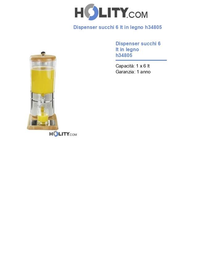 Dispenser succhi 6 lt in legno h34805