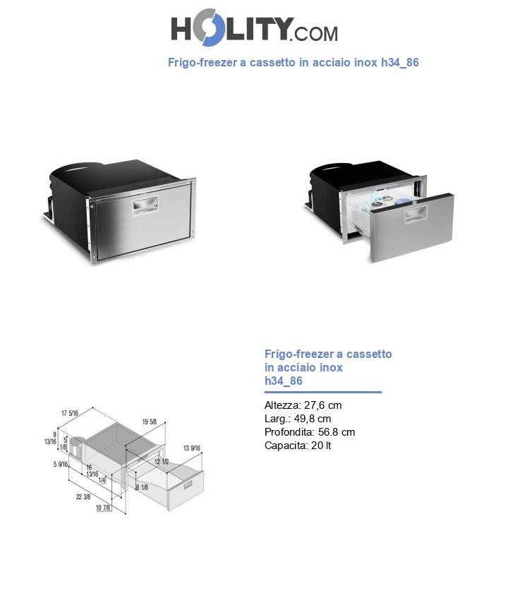 Frigo-freezer a cassetto in acciaio inox h34_86