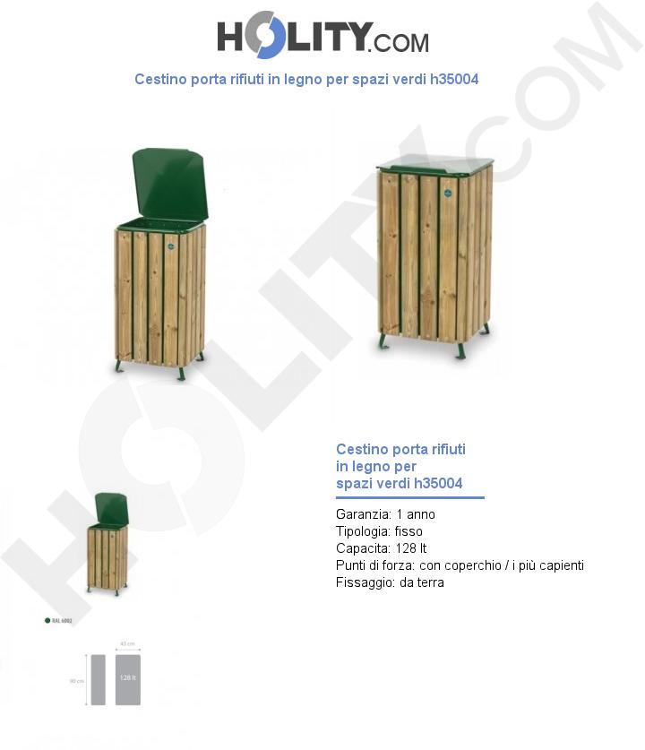 Cestino Portarifiuti In Legno Per Esterno - Ideale Per Giardini, Parchi, Pattumiera Da Esterno - Foto 10